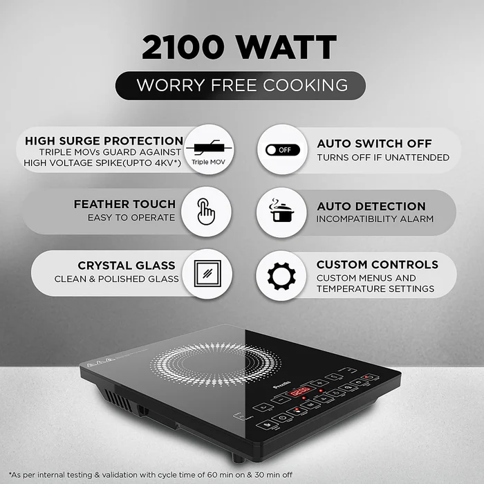 Preethi Indicook IC125 | 2100-Watt Induction Cooktop | Fast Gas-Free Cooking
